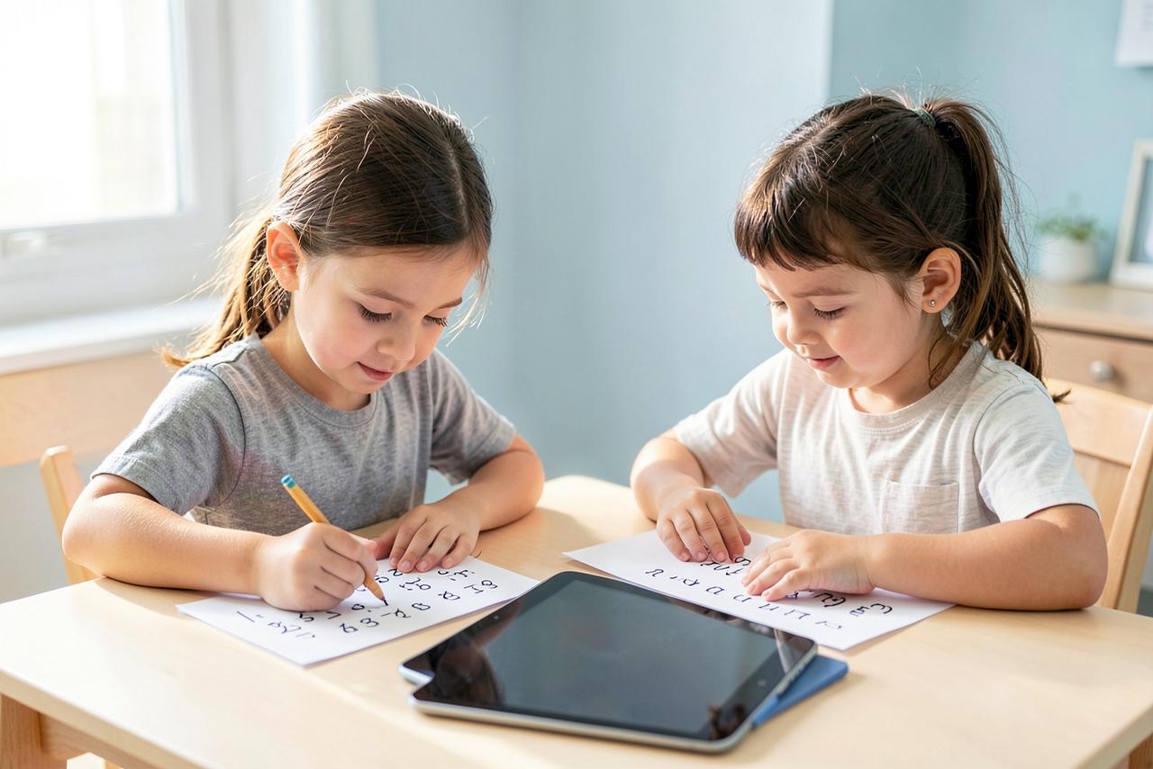 Deux enfants apprennent ensemble
